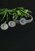 Kundan embellished oxidised silver-plated brass choker for women