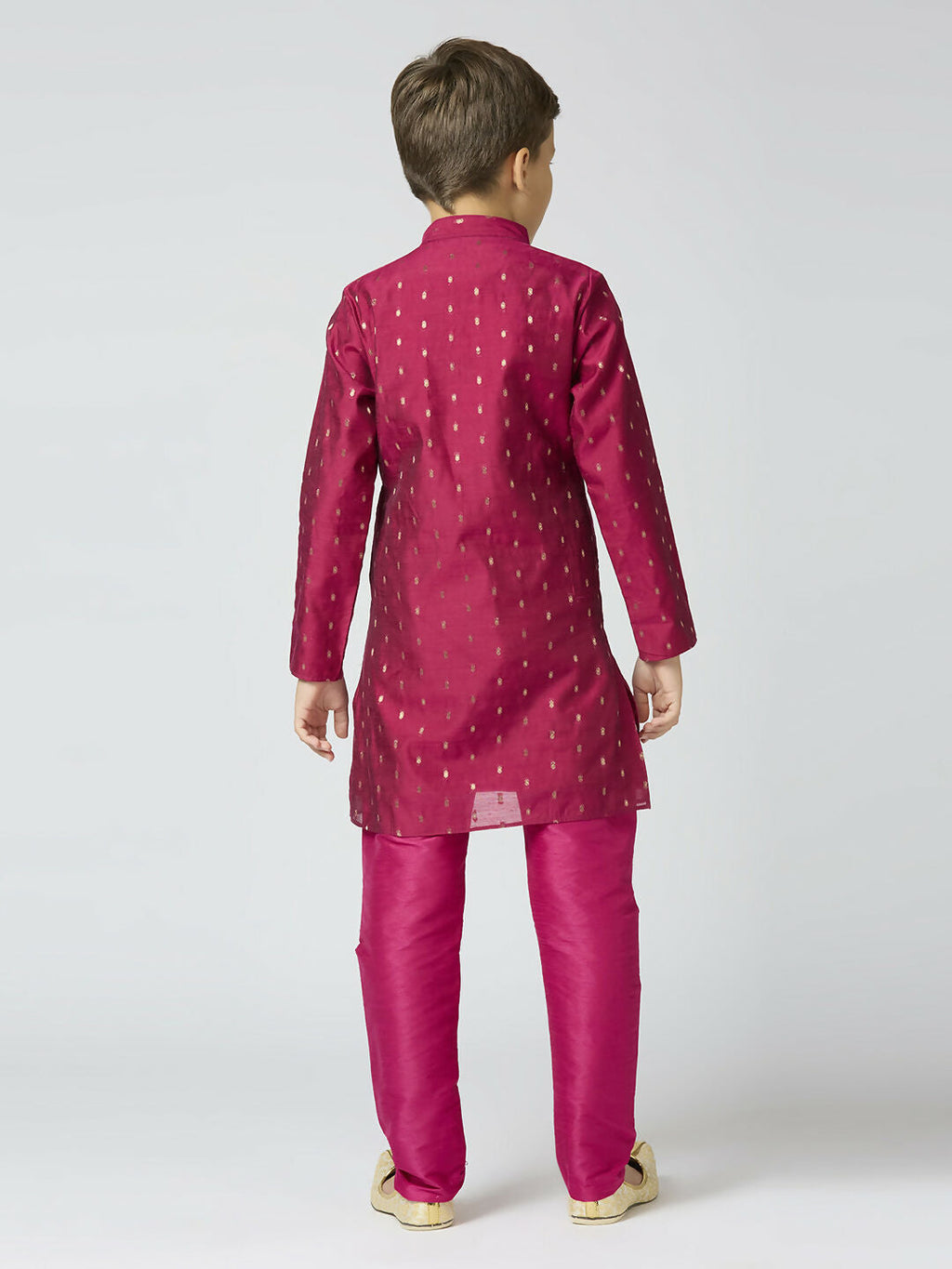 Boys Purple Chanderi Kurta Pyjama Set with Butta Work