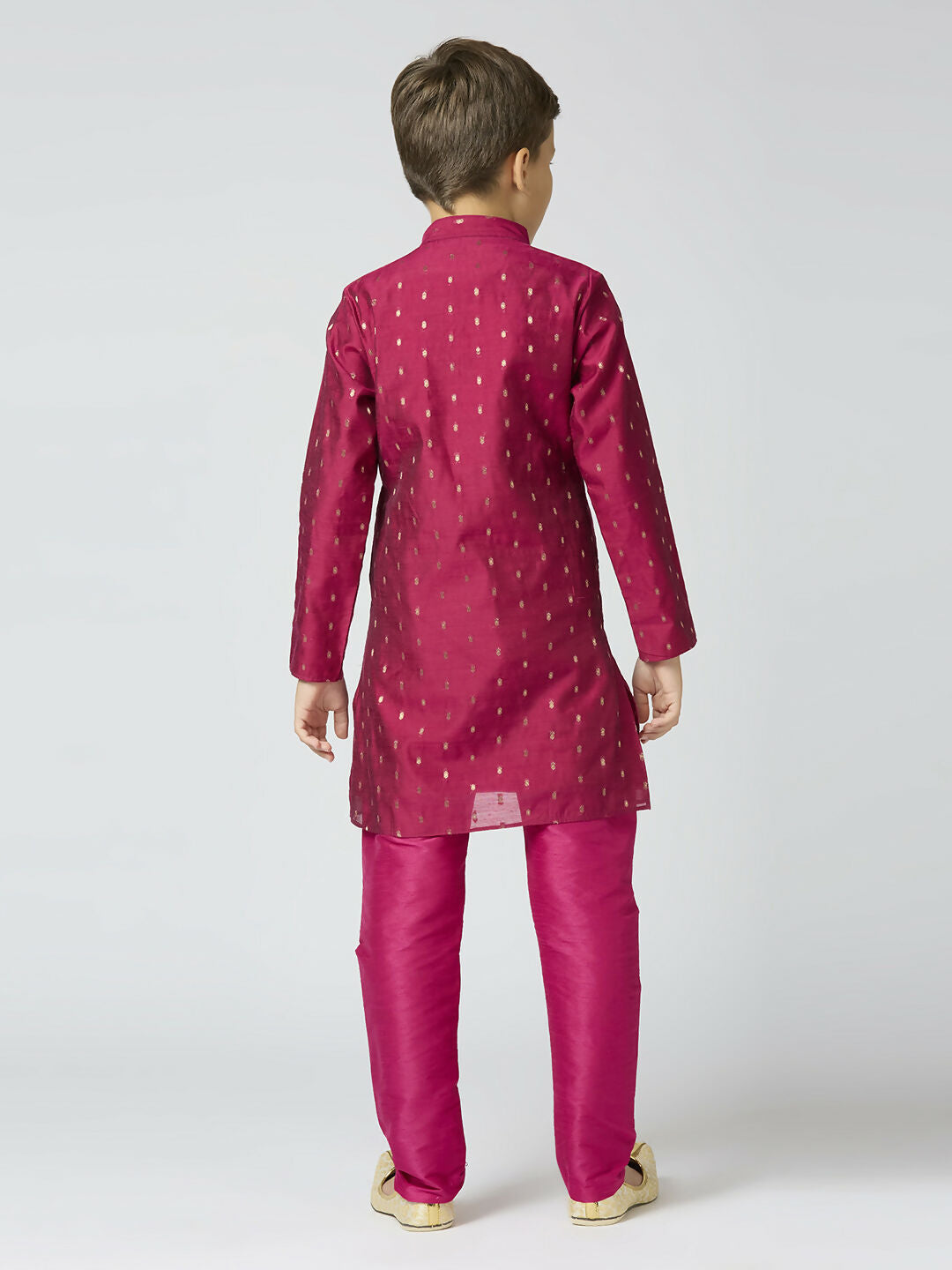 Boys Purple Chanderi Kurta Pyjama Set with Butta Work
