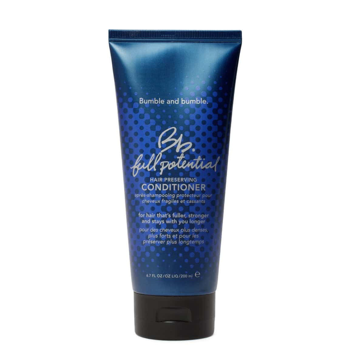 Bottle of Bumble and Bumble Full Potential Hair Preserving Conditioner for volumizing and strengthening hair.