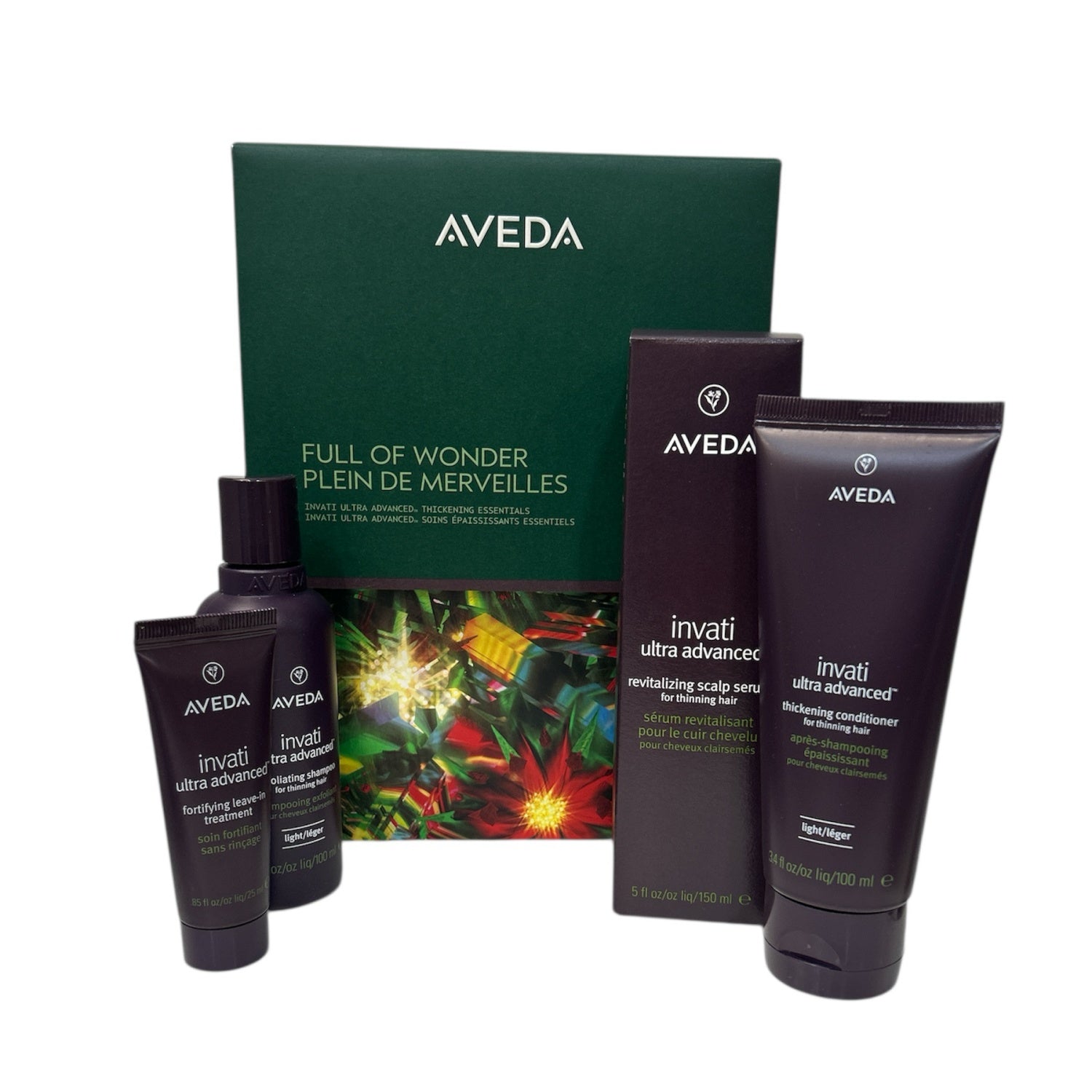 Aveda Invati Ultra Advanced Thickening Essentials gift set in limited-edition Northern Lights inspired packaging