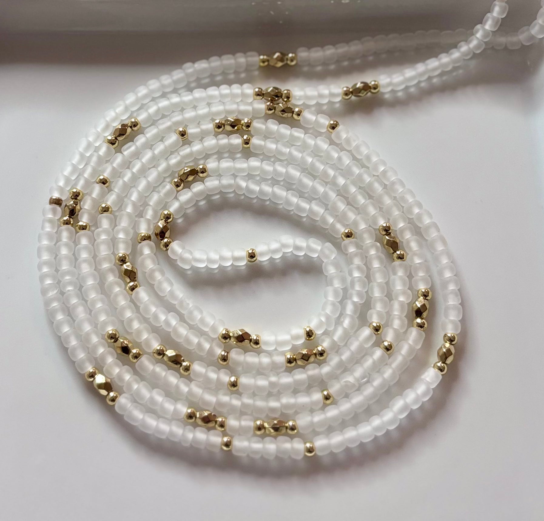 Angel Waistbead - Delicate White & Gold Beaded Accessory