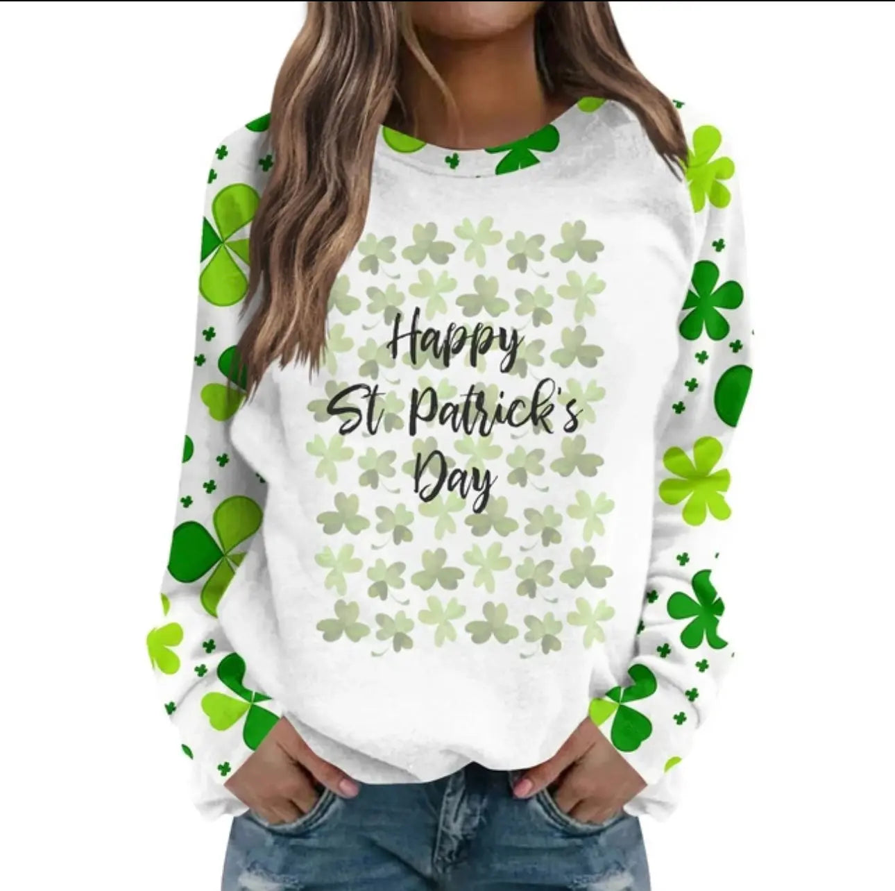 St Patricks Day Summer Tops for Women Green Shamrock Print T-Shirt
