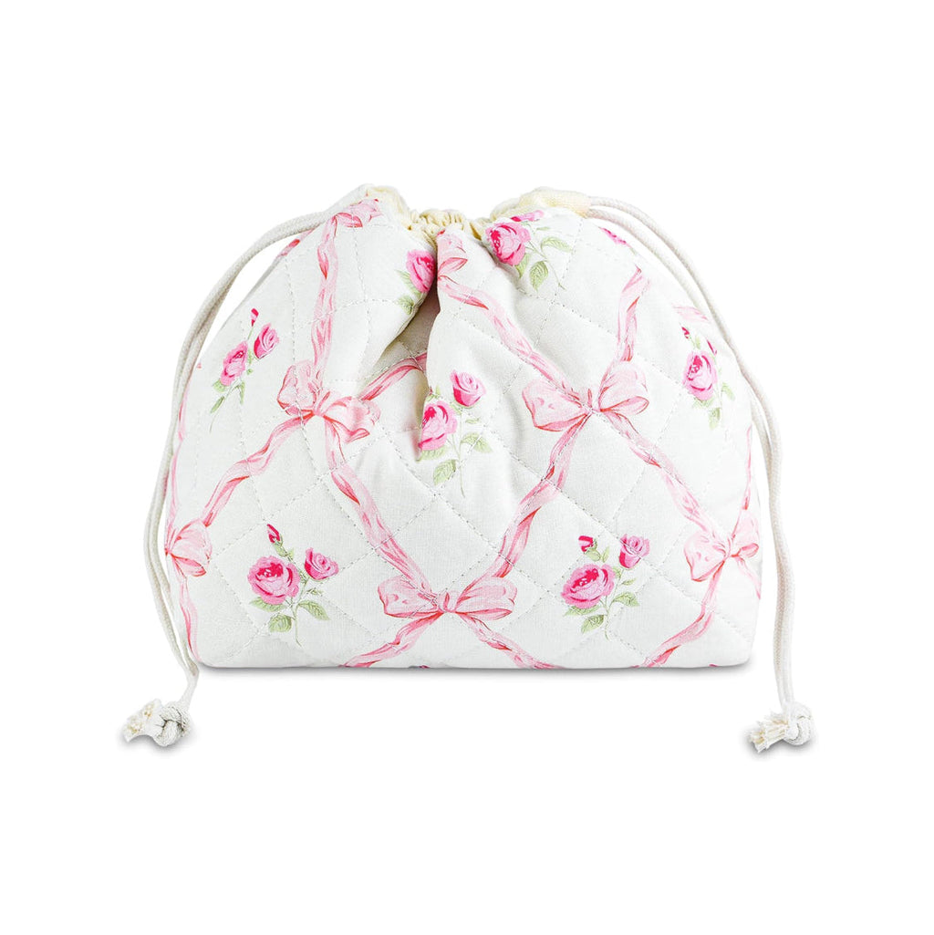 Pink Bows Floral Drawstring Pouch