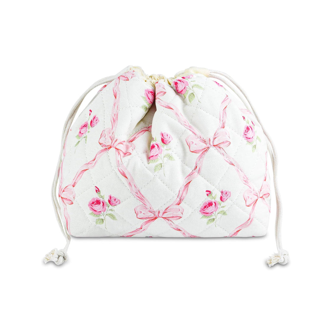 Pink Bows Floral Drawstring Pouch