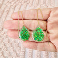 Ngọc Lục Green Glitter Silver Threader Earrings