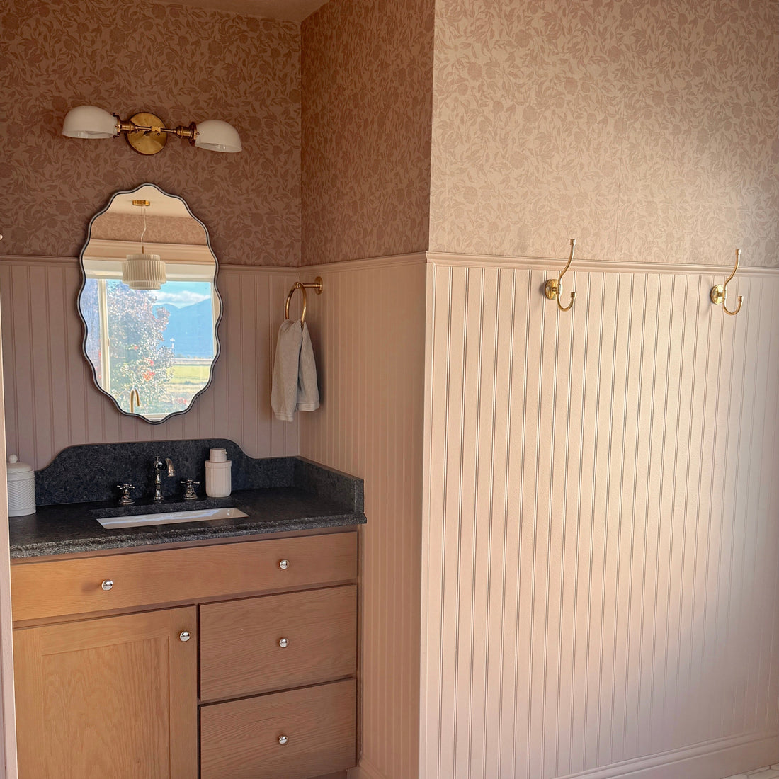 Leighton wallpaper pattern design in a modern home interior