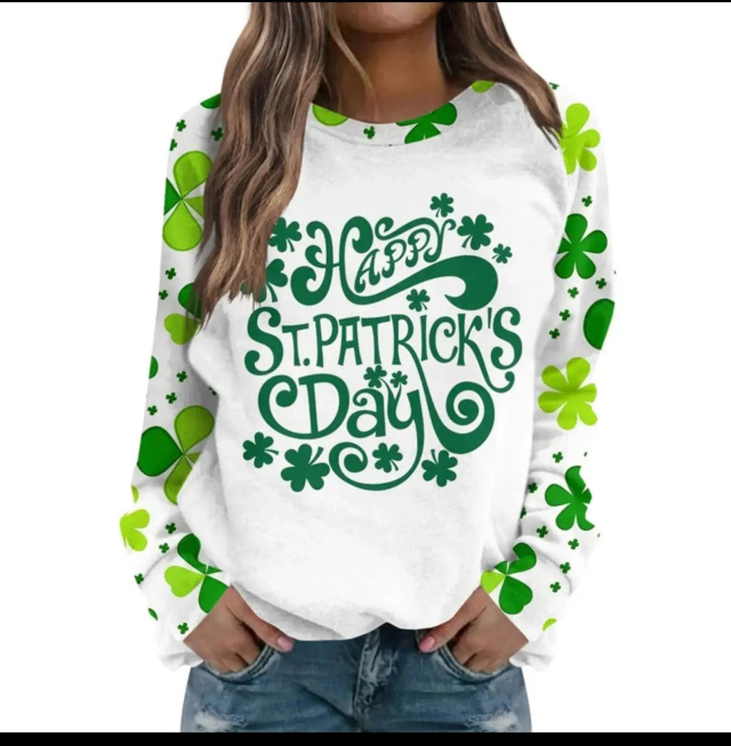 St Patricks Day Summer Tops for Women Green Shamrock Print T-Shirt