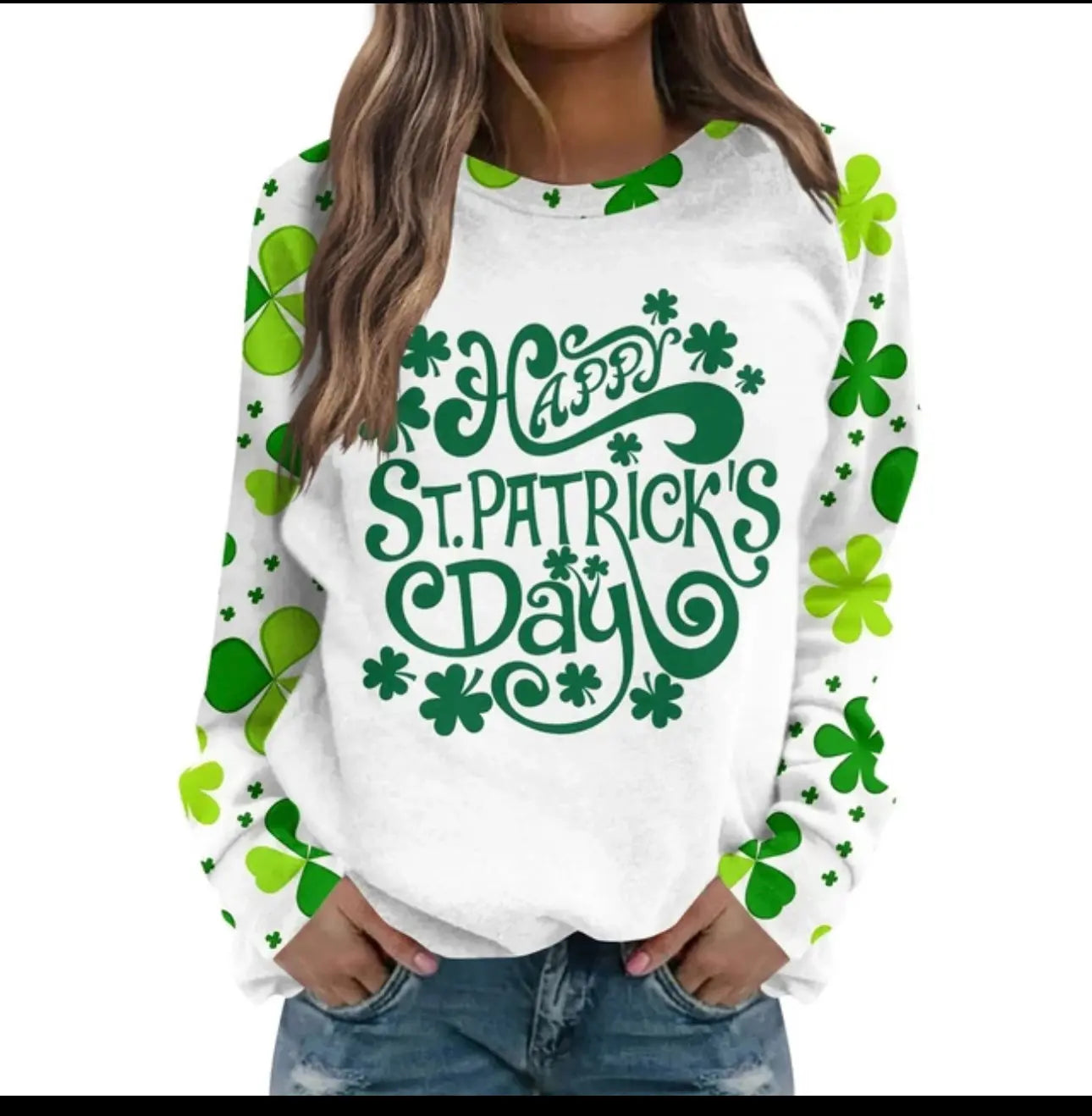 St Patricks Day Summer Tops for Women Green Shamrock Print T-Shirt