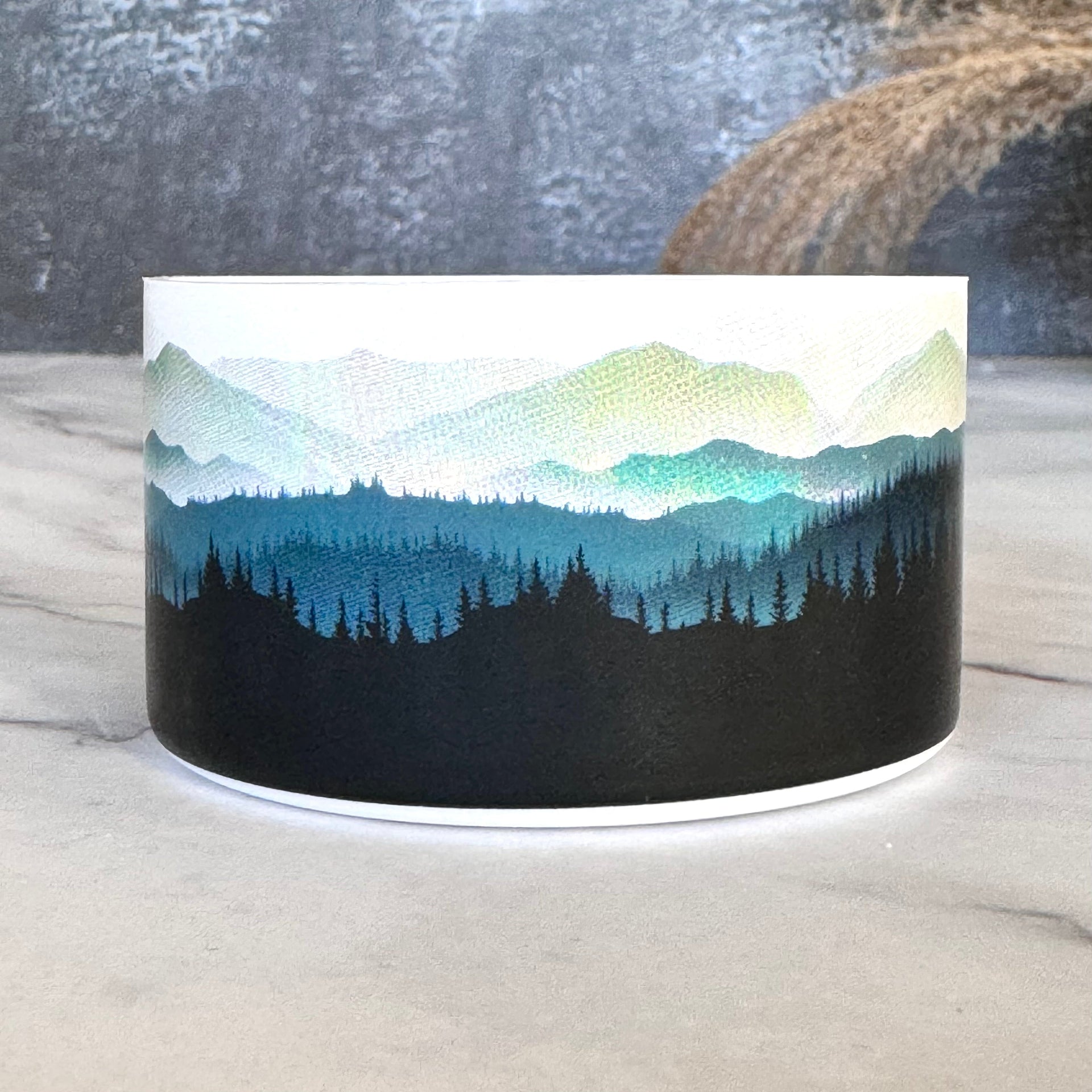 MOUNTAIN LANDSCAPE  Boot  NEW! Blue brown white