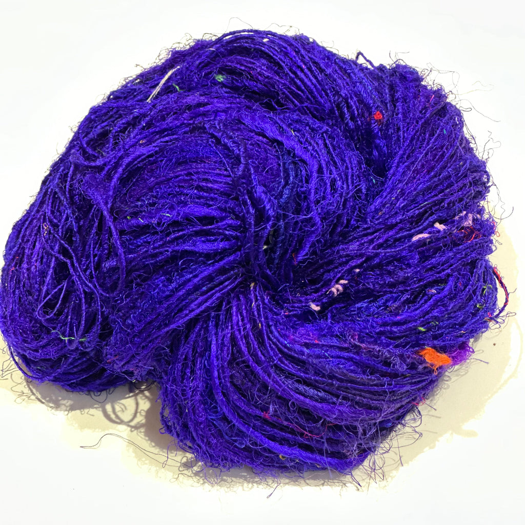 Lux Adventure Recycled Silk Yarn in Vibrant Teal and Purple