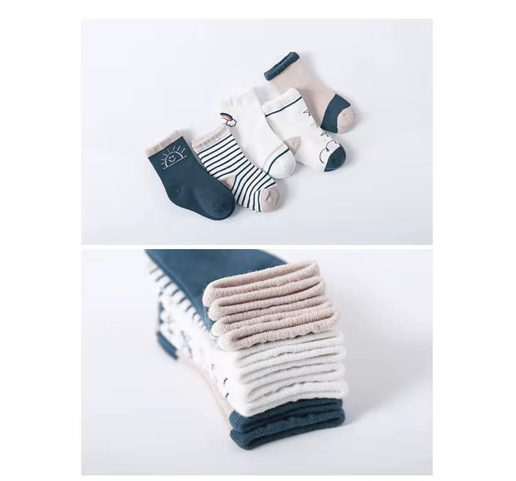 Organic Cotton Socks for Toddlers | 5-Pack Fun Kids’ Socks | Sunset