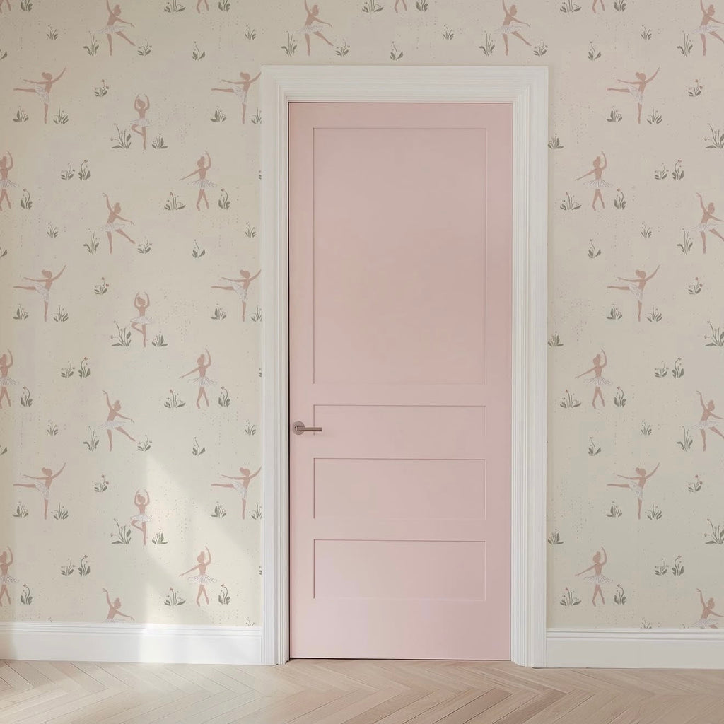 Allegra Whimsical Wallpaper - Cream, Dusty-Rose, and Sage-Green