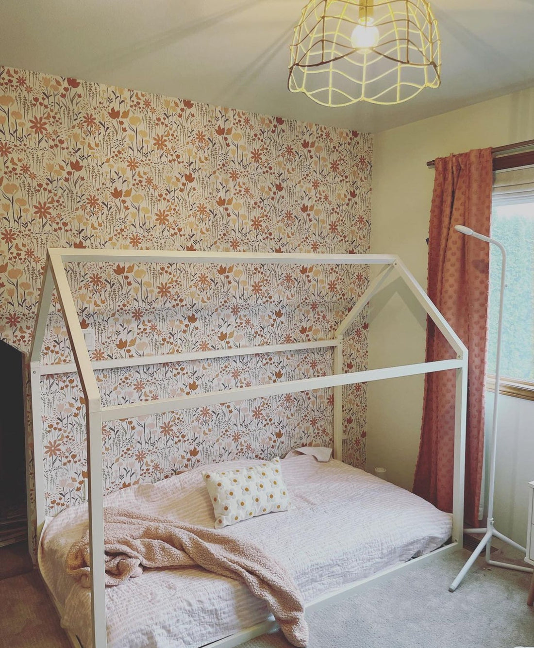 Eloise Floral Removable Wallpaper in Terracotta and Brown