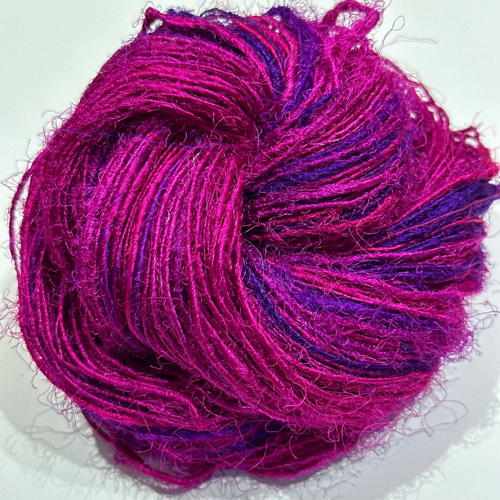 Lux Adventure Recycled Silk Yarn in Vibrant Teal and Purple
