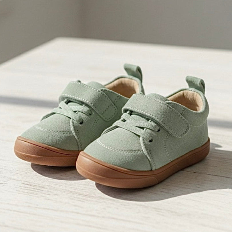 Pre-Order Moss Barefoot Kids Sneakers – Suede Leather, Flexible Sole, Velcro Closure