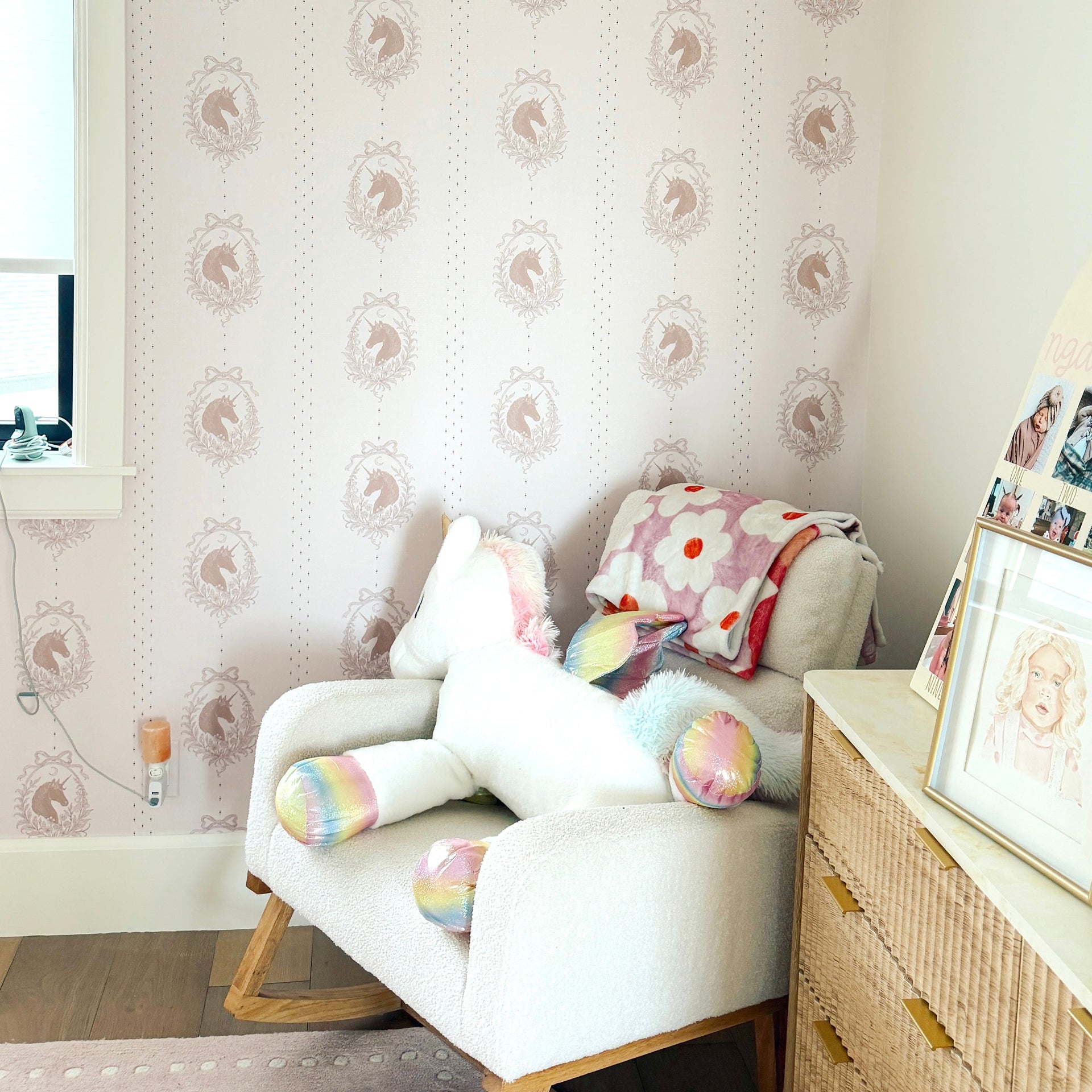 Bluette Whimsical Removable Wallpaper in Blush-Pink & Taupe