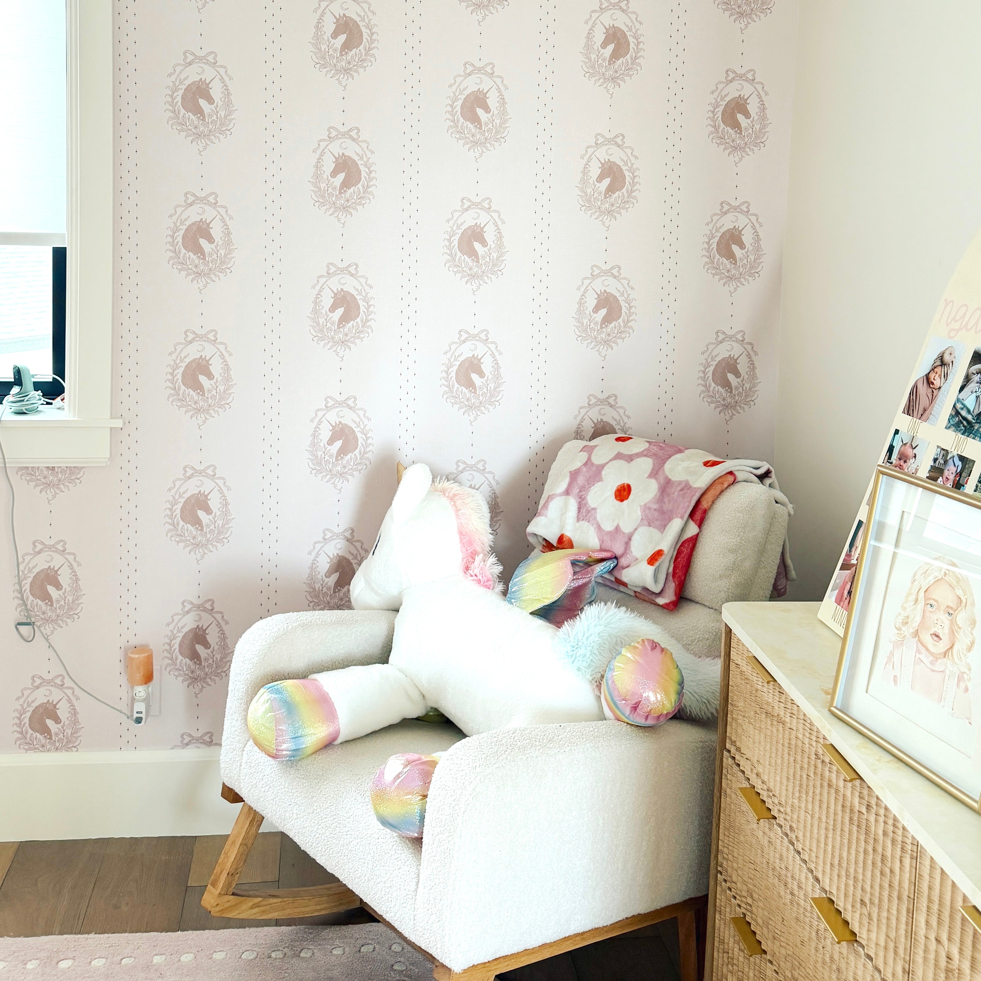 Bluette Whimsical Removable Wallpaper in Blush-Pink & Taupe
