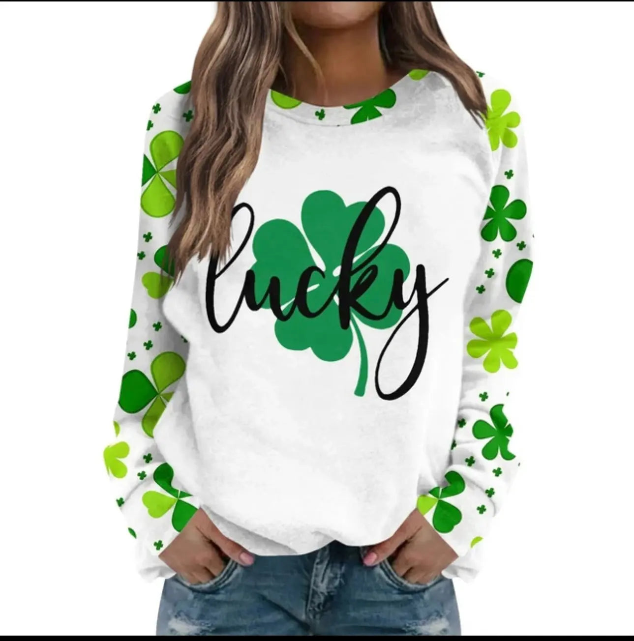 St Patricks Day Summer Tops for Women Green Shamrock Print T-Shirt