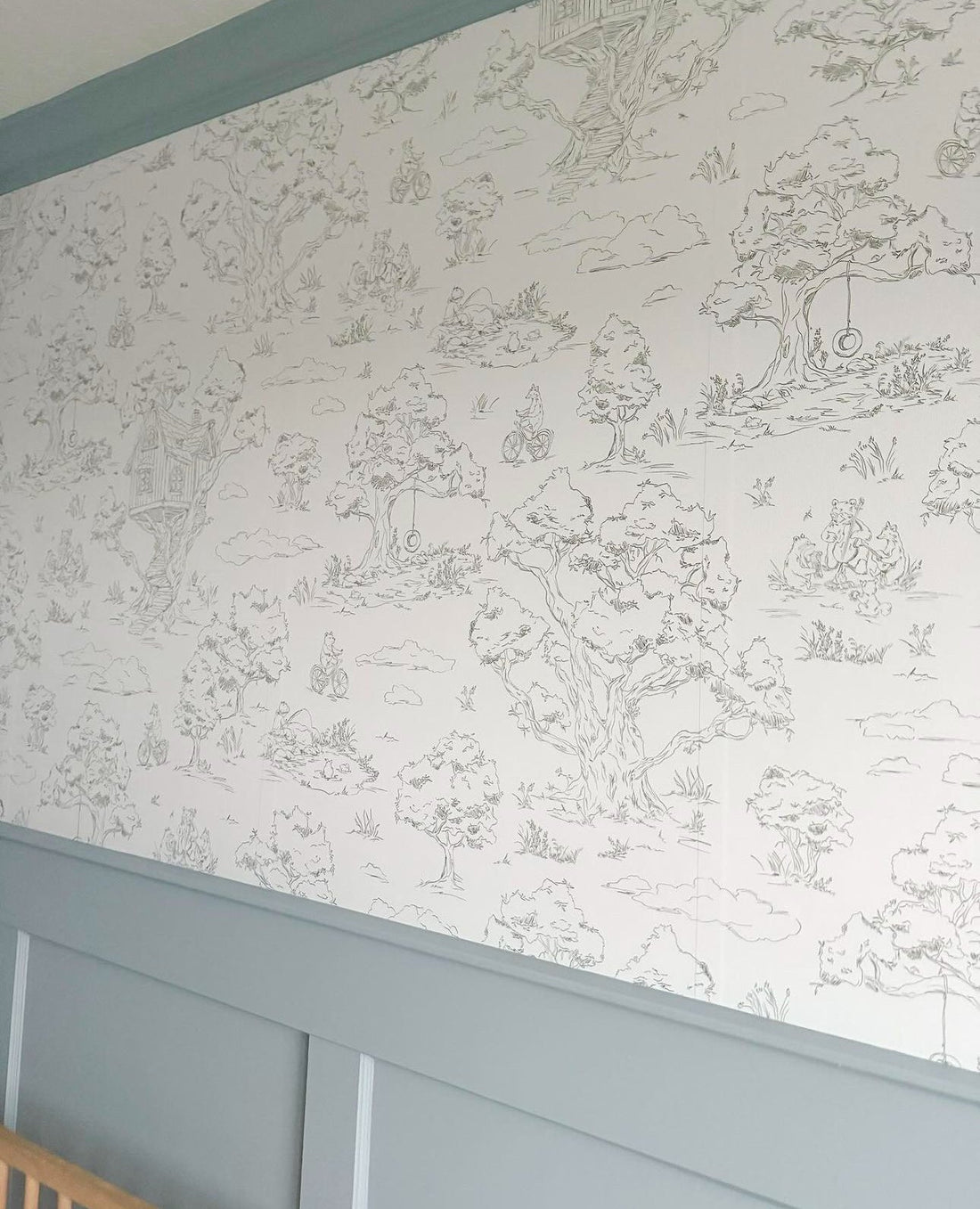 Wyatt Whimsical Wallpaper in White, Blue and Pink
