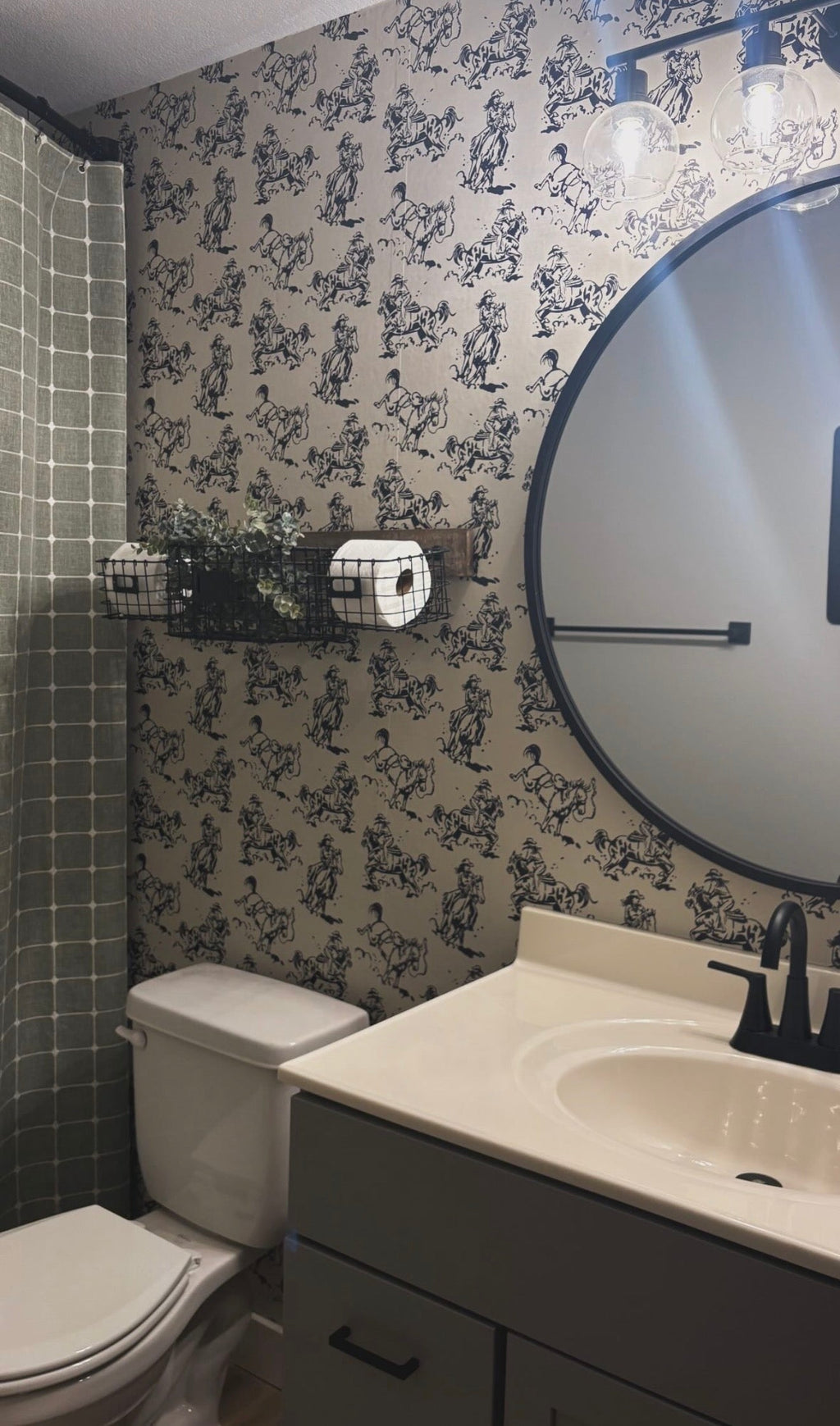 Billie western rustic style wallpaper in beige and black