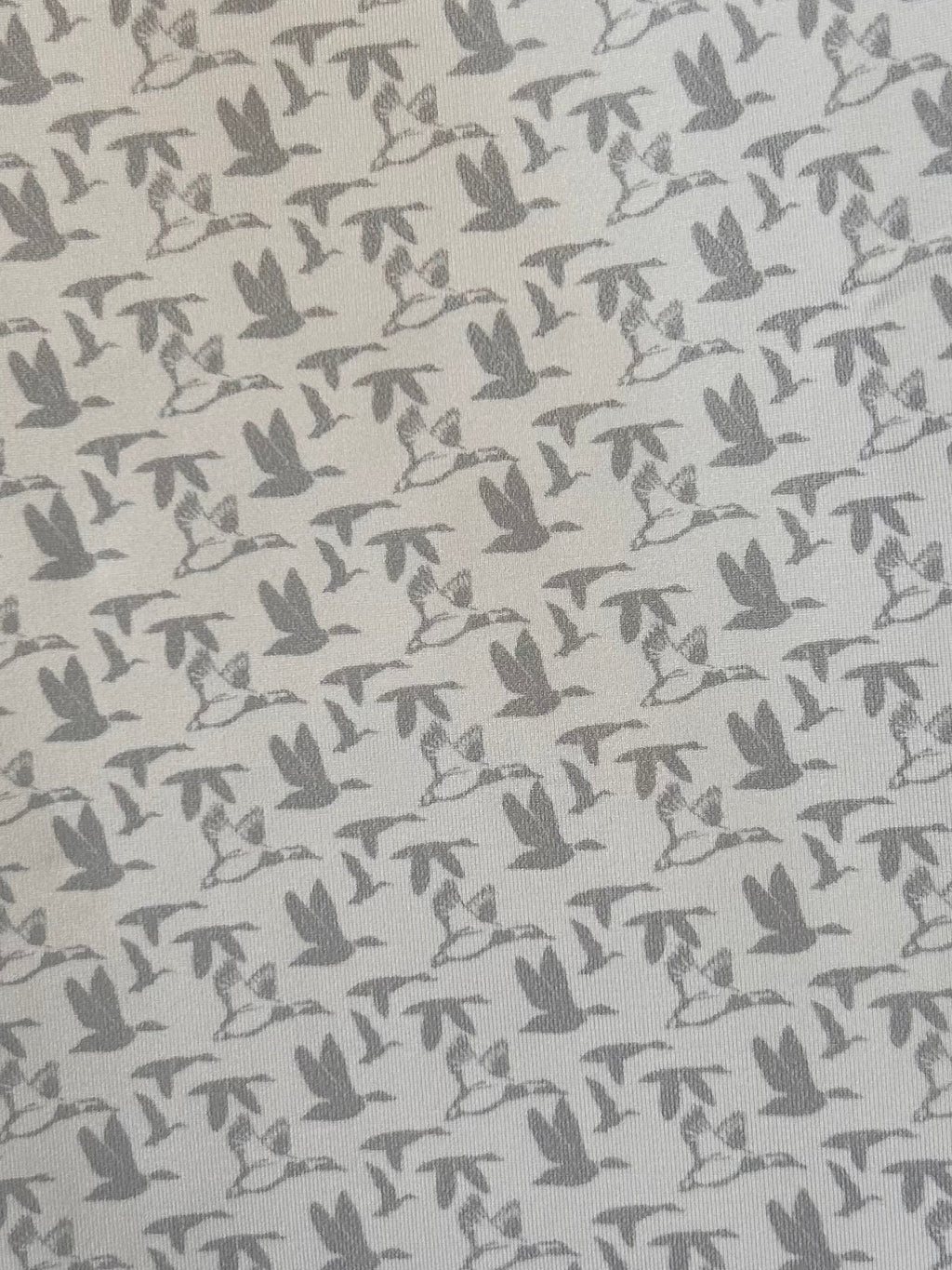 White Polo Shirt with Grey Flying Ducks Print Moisture Wicking