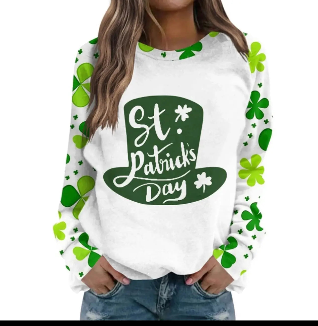 St Patricks Day Summer Tops for Women Green Shamrock Print T-Shirt