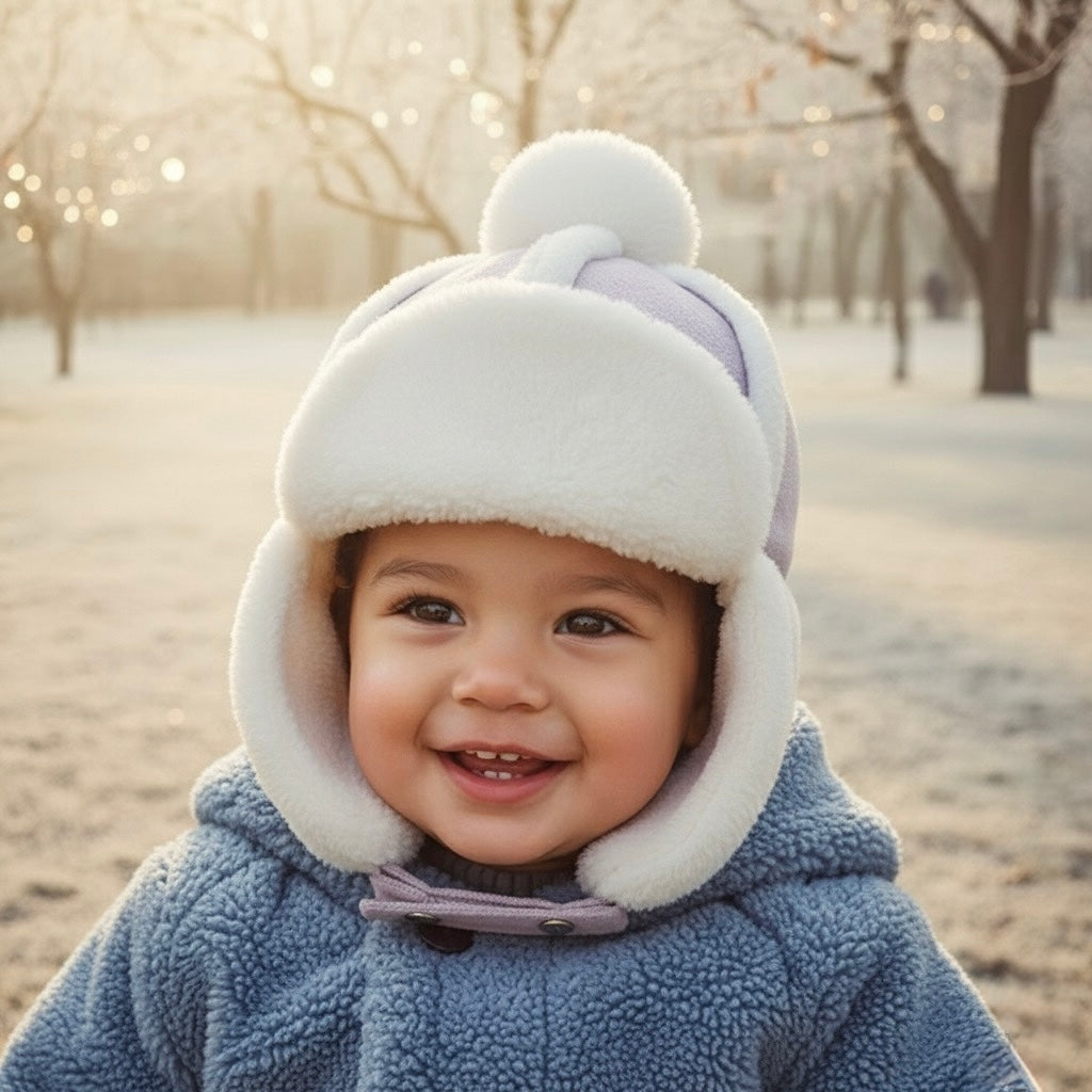 Faux - Fur Winter Hat for Kids- Sherpa Aviator Hat