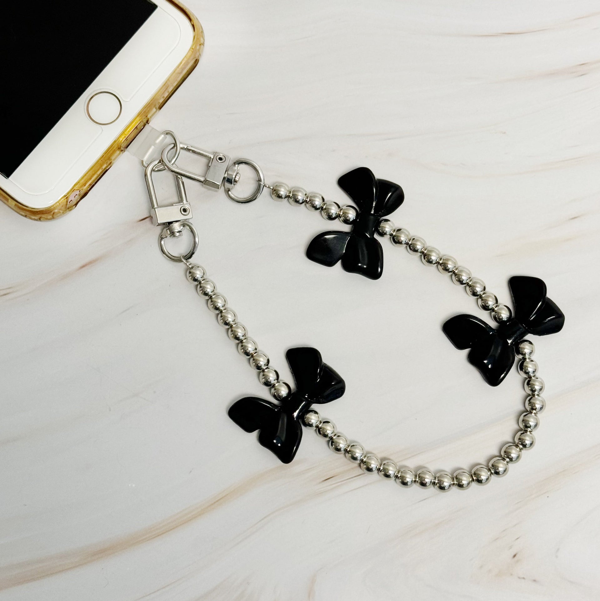 Bows And Beads Phone Wrist Lanyard and Cross Body Phone Lanyard Set
