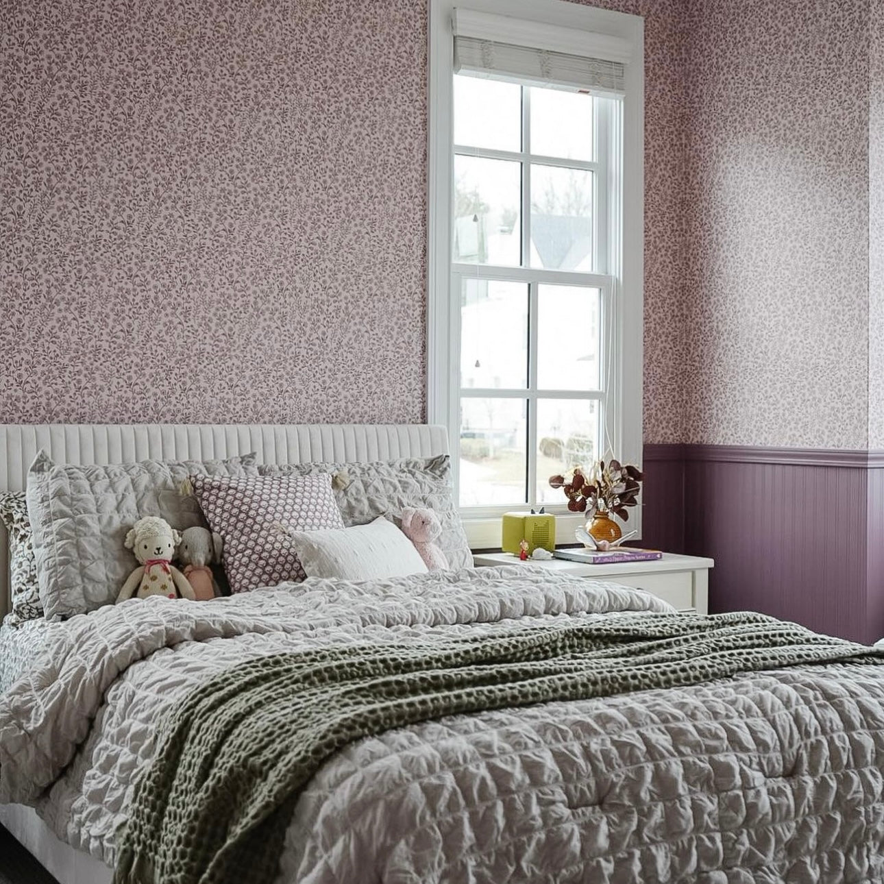 Penelope Floral Removable Wallpaper, Pink, White, and Cream