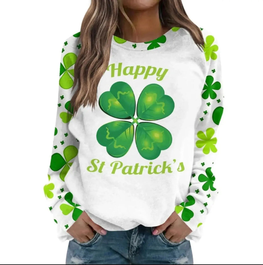 St Patricks Day Summer Tops for Women Green Shamrock Print T-Shirt