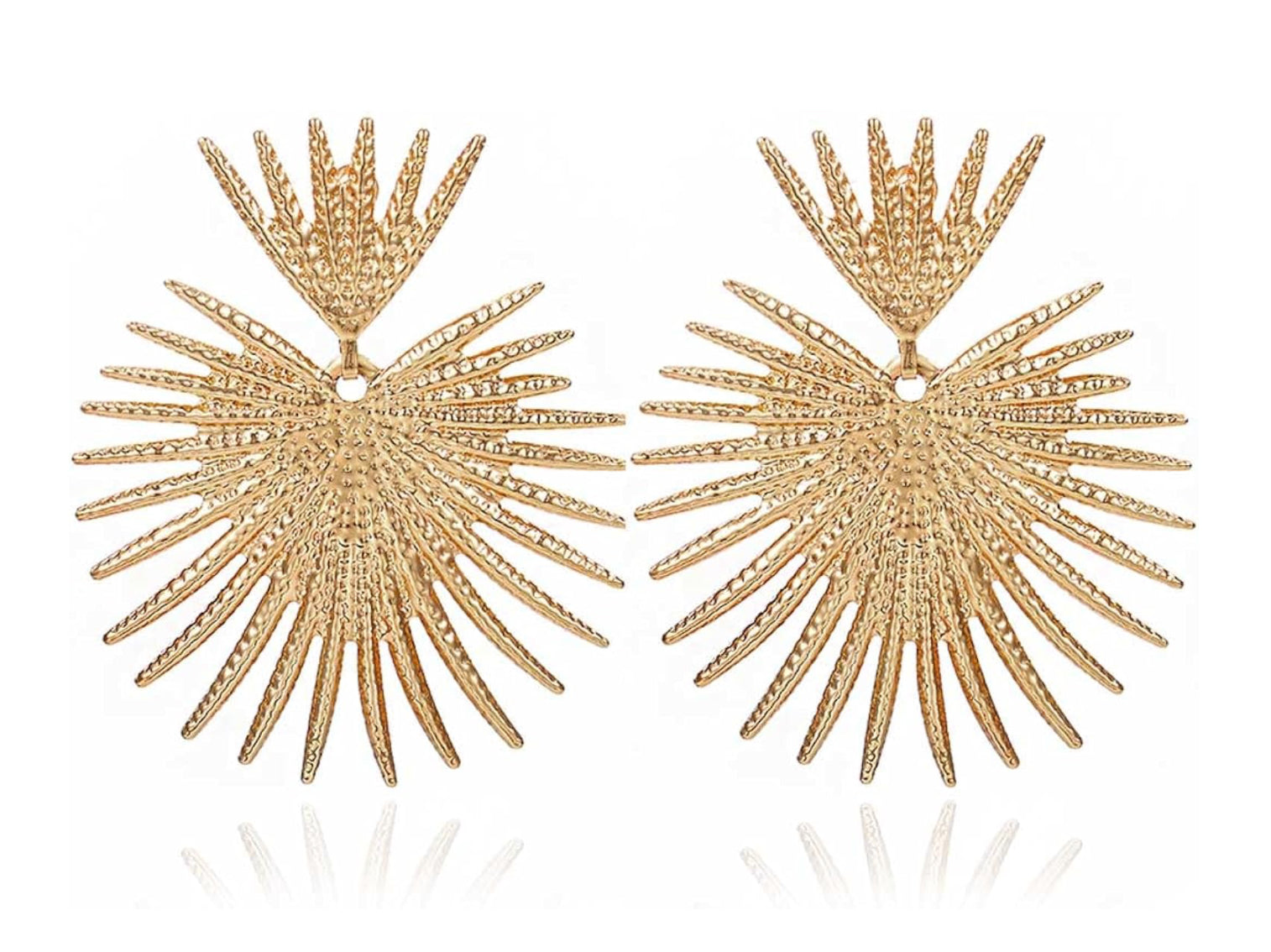Gold Starburst Earrings Celestial Radiant Statement Jewelry