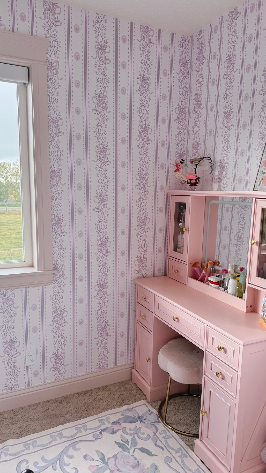 Dottie Floral Removable Wallpaper - Pink Blue and Green Cottagecore