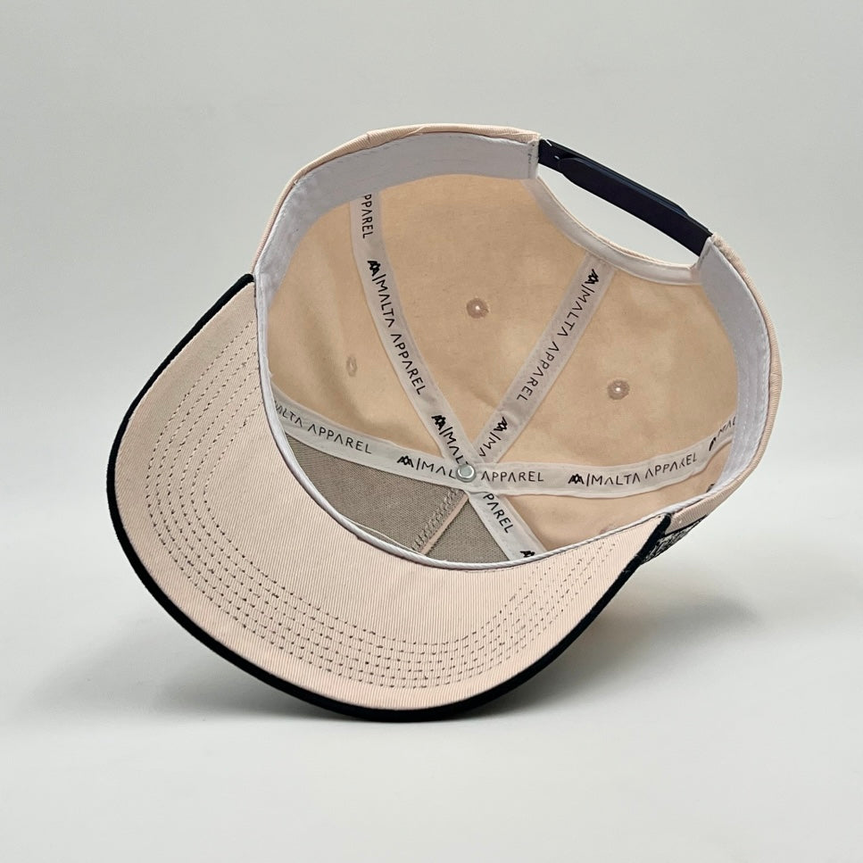 YHWH Structured 5-Panel SnapBack Hat - Cream/Baby Blue