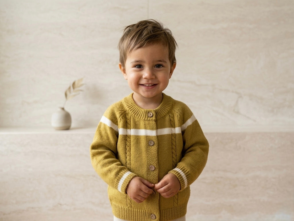 Warm Winter Cardigan | 100% Wool Kids Cardigan with Wooden Buttons