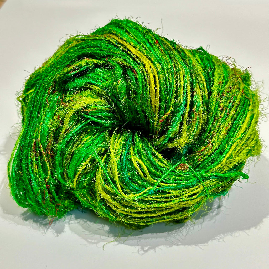 Lux Adventure Recycled Silk Yarn in Vibrant Teal and Purple