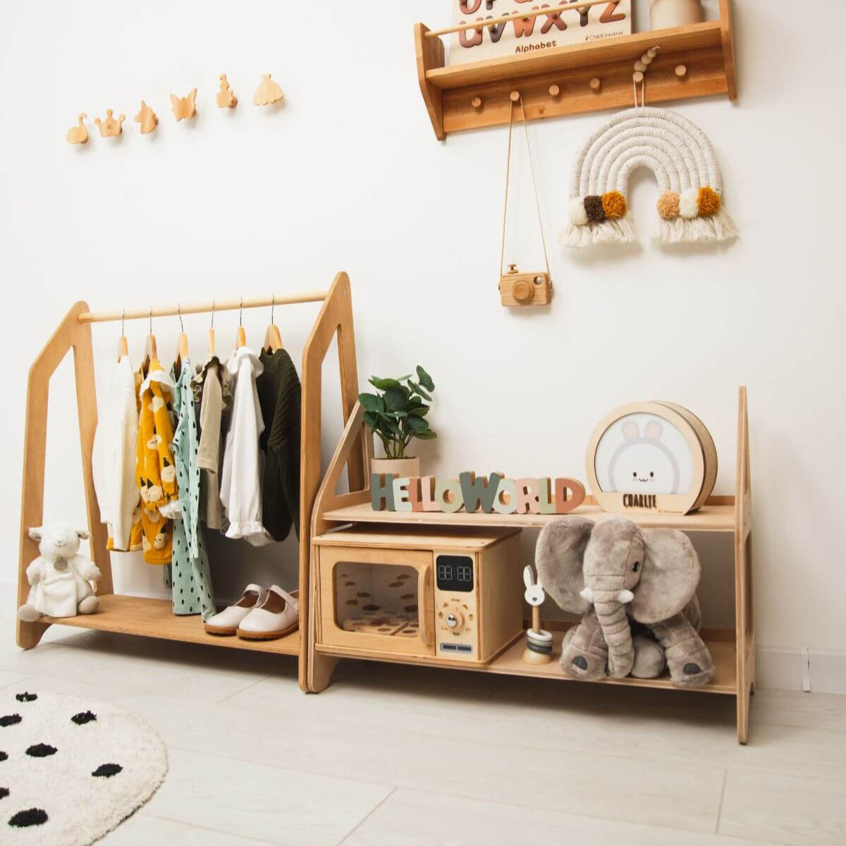 3-Piece Montessori Toddler Playroom Furniture Set with Bookshelf