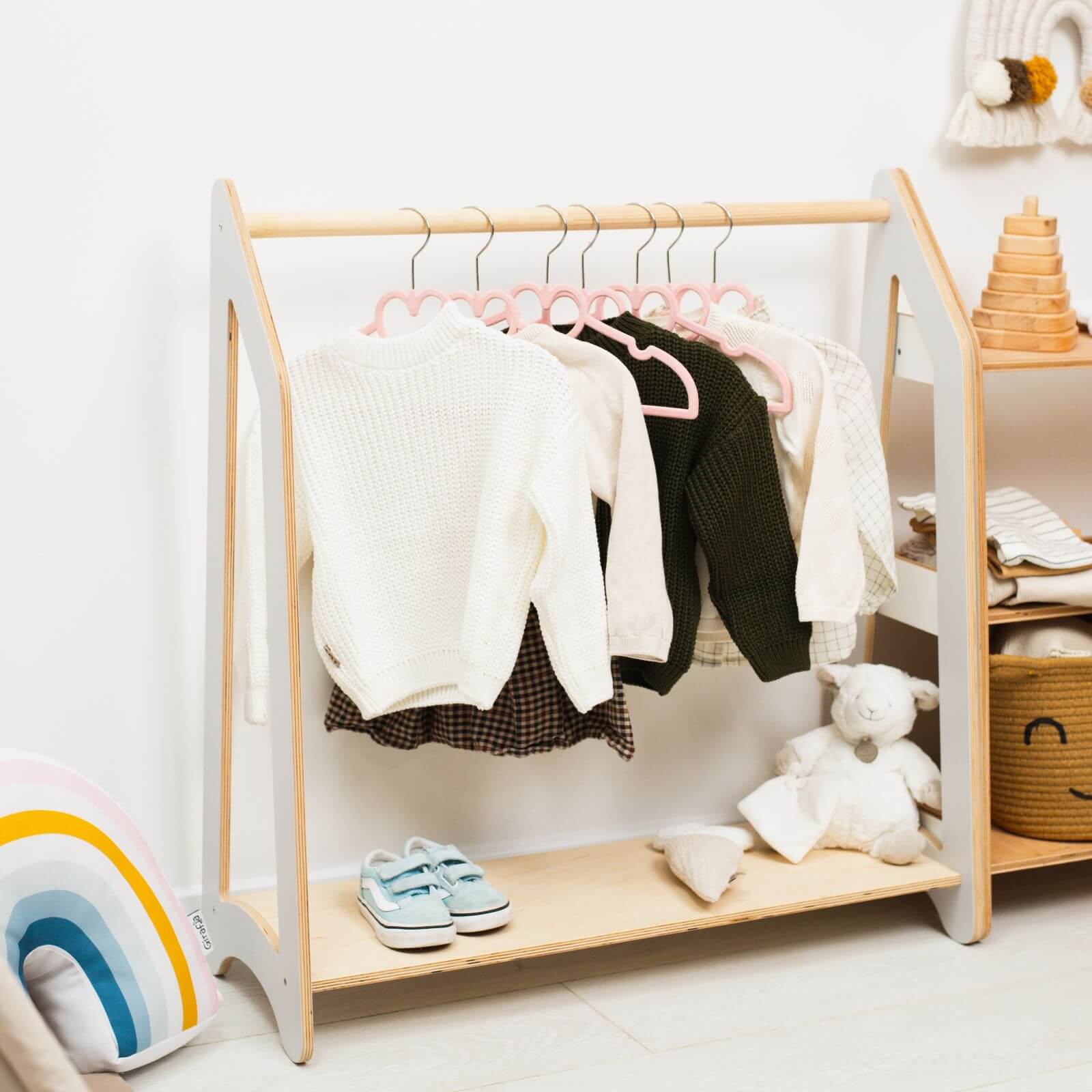 3-Piece Montessori Toddler Playroom Furniture Set with Bookshelf