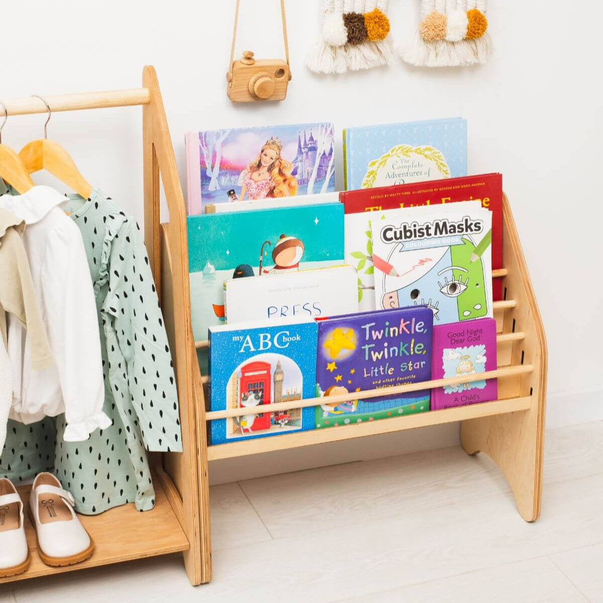 3-Piece Montessori Toddler Playroom Furniture Set with Bookshelf