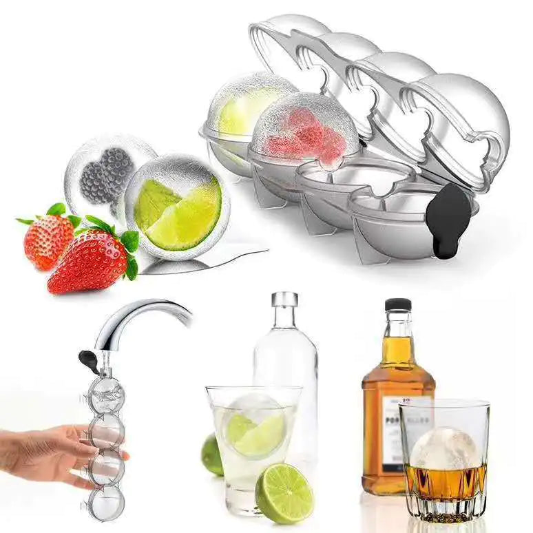 Round Ice Hockey Mold for Whiskey - 4 Hole Design