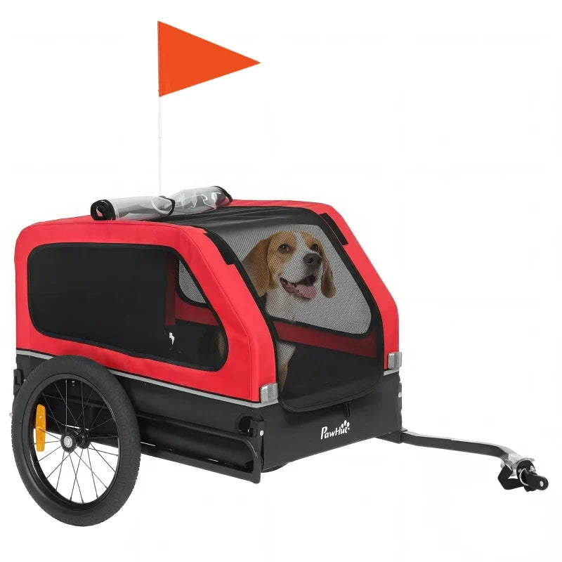 Dog Bike Trailer for Small & Medium Dogs, Universal Bicycle Coupler, Flip-Down Ramp Tailgate