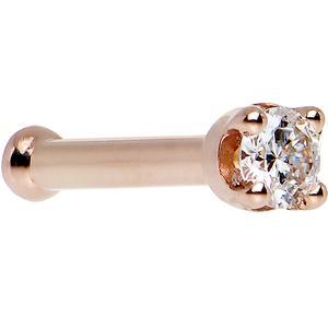 14k Rose Gold 2mm Moissanite Nose Ring