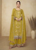 Vegaa Fashion Mustard Embroidered And Hand Work Kurta Palazzo Suit