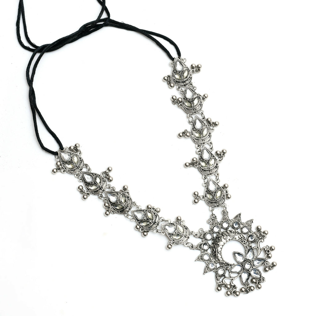 Oxidised Silver-Plated Brass Finish Rani Haar Necklace