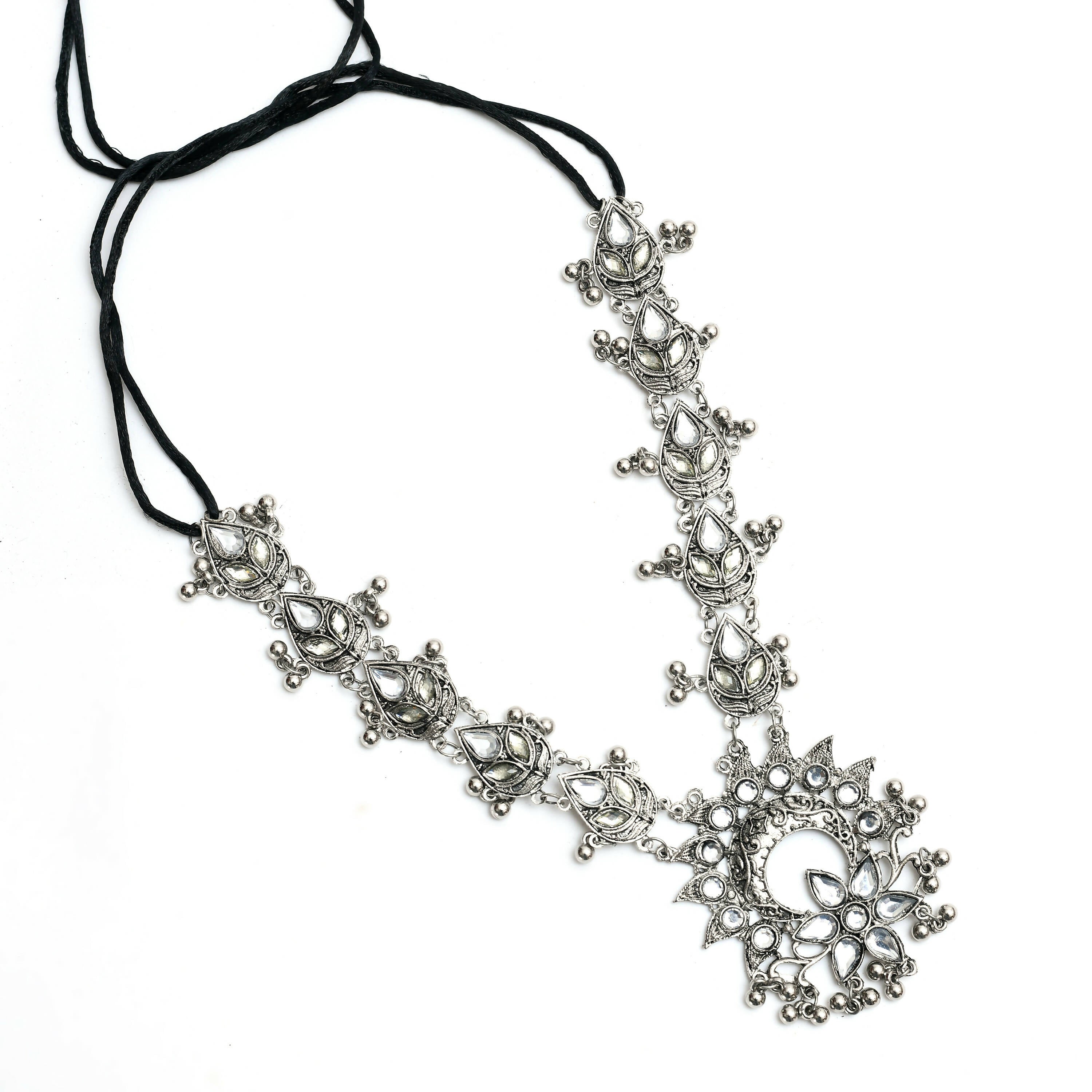 Oxidised Silver-Plated Brass Finish Rani Haar Necklace