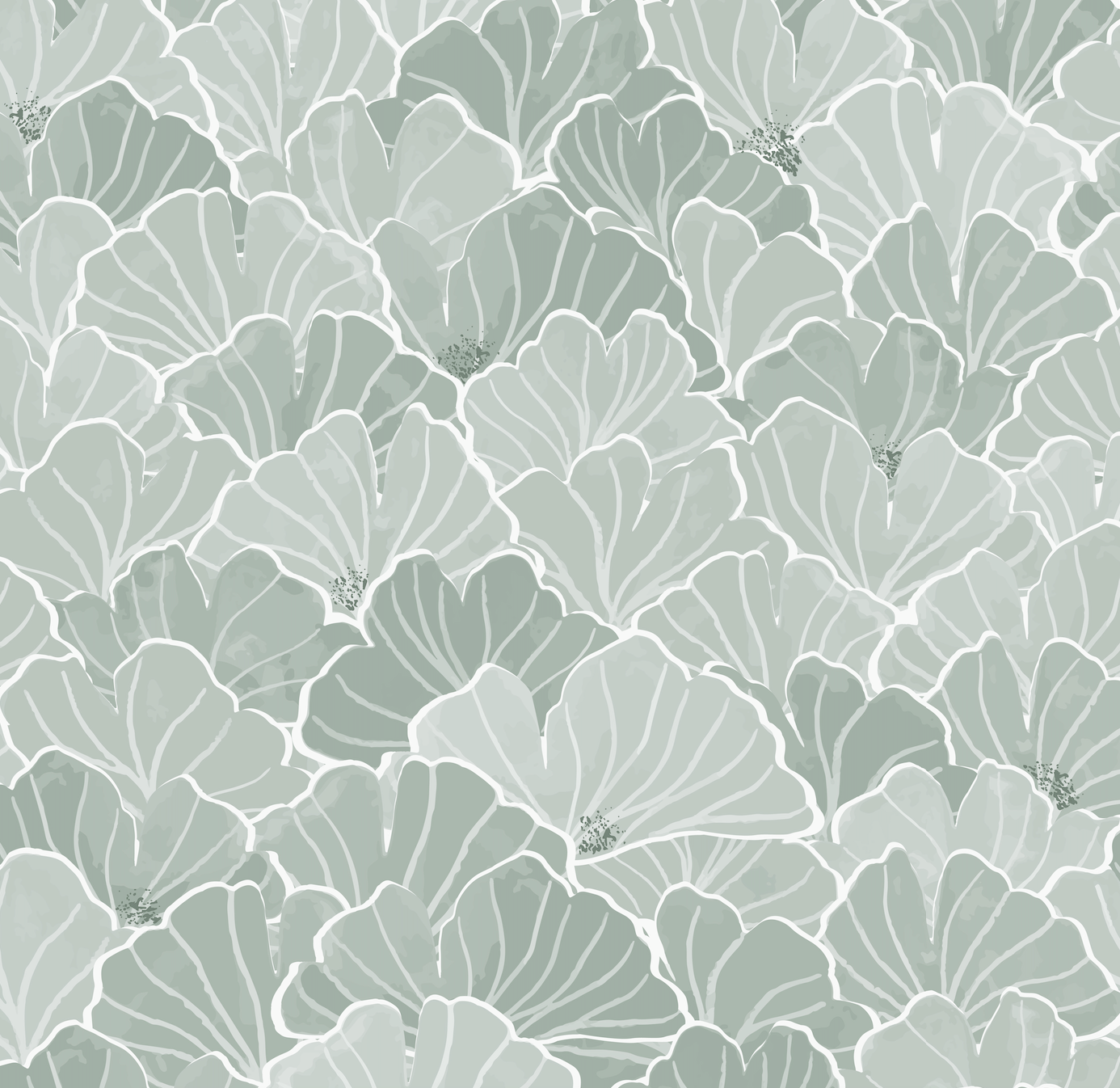 Ginkgo Floral Removable Wallpaper in Blue, White and Blush-Pink