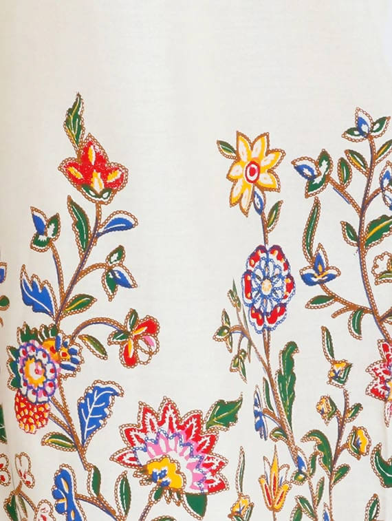 Off White Floral Print Palazzo Pants