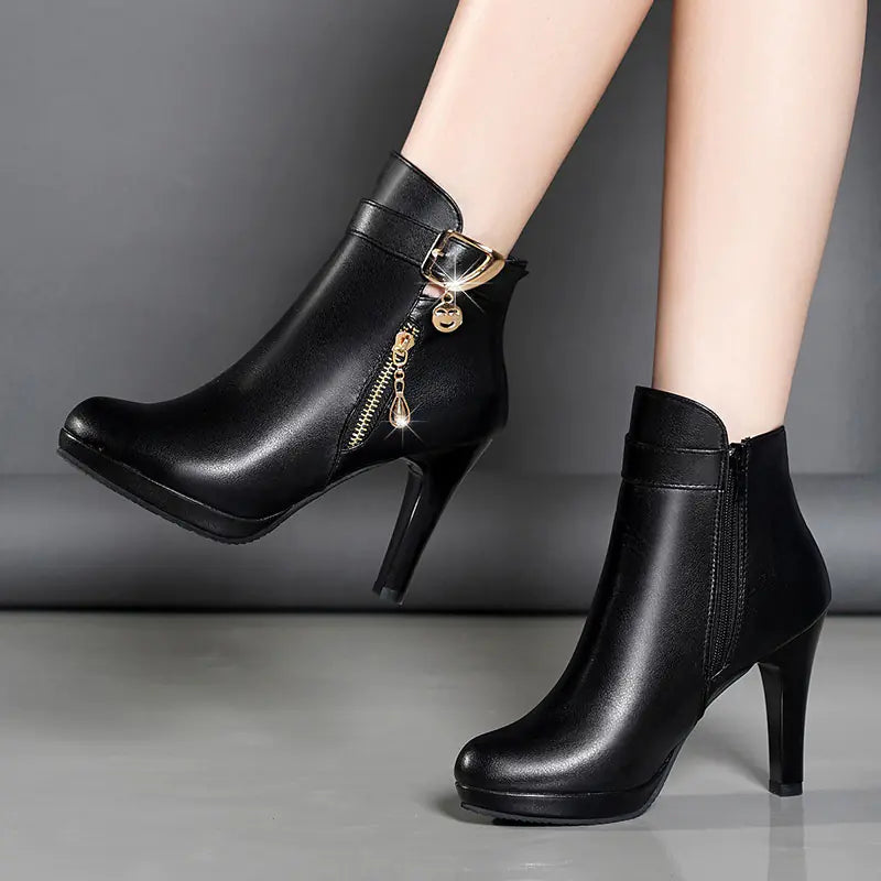 Women's Winter Ankle Boots with Chunky Heel