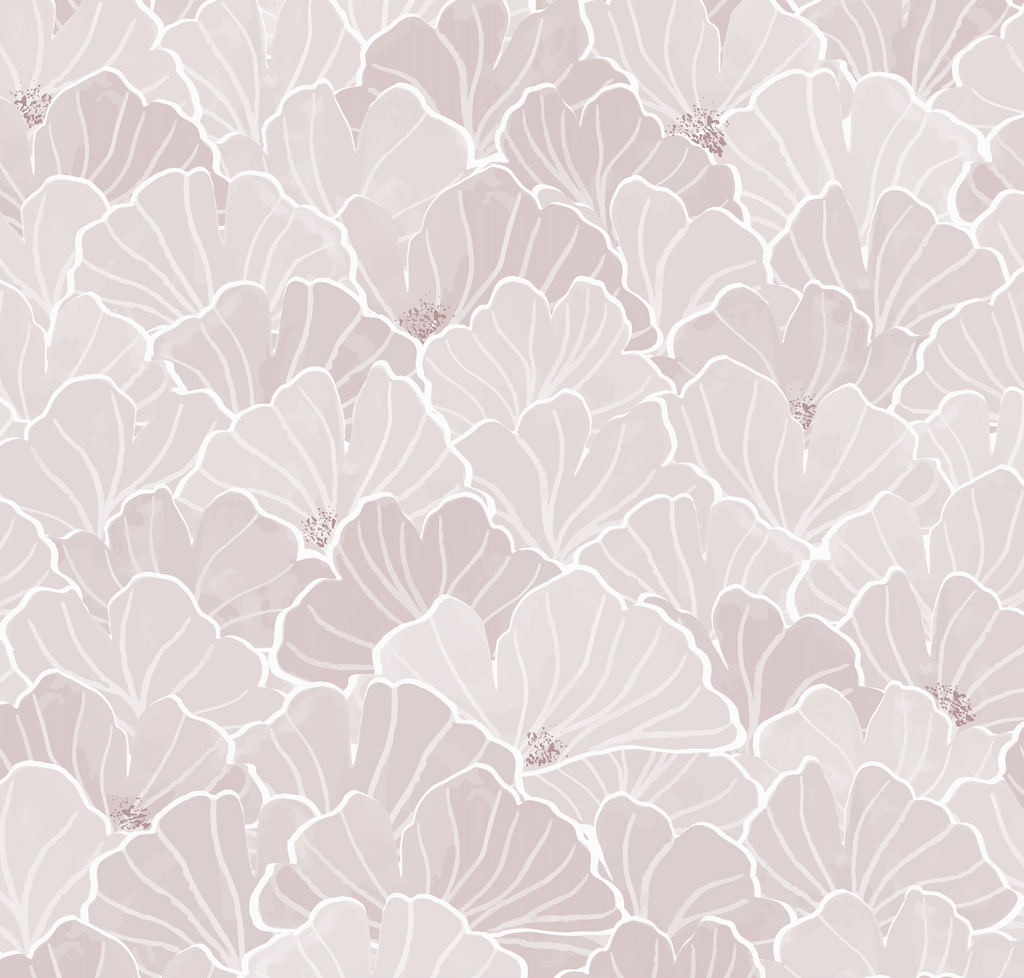 Ginkgo Floral Removable Wallpaper in Blue, White and Blush-Pink