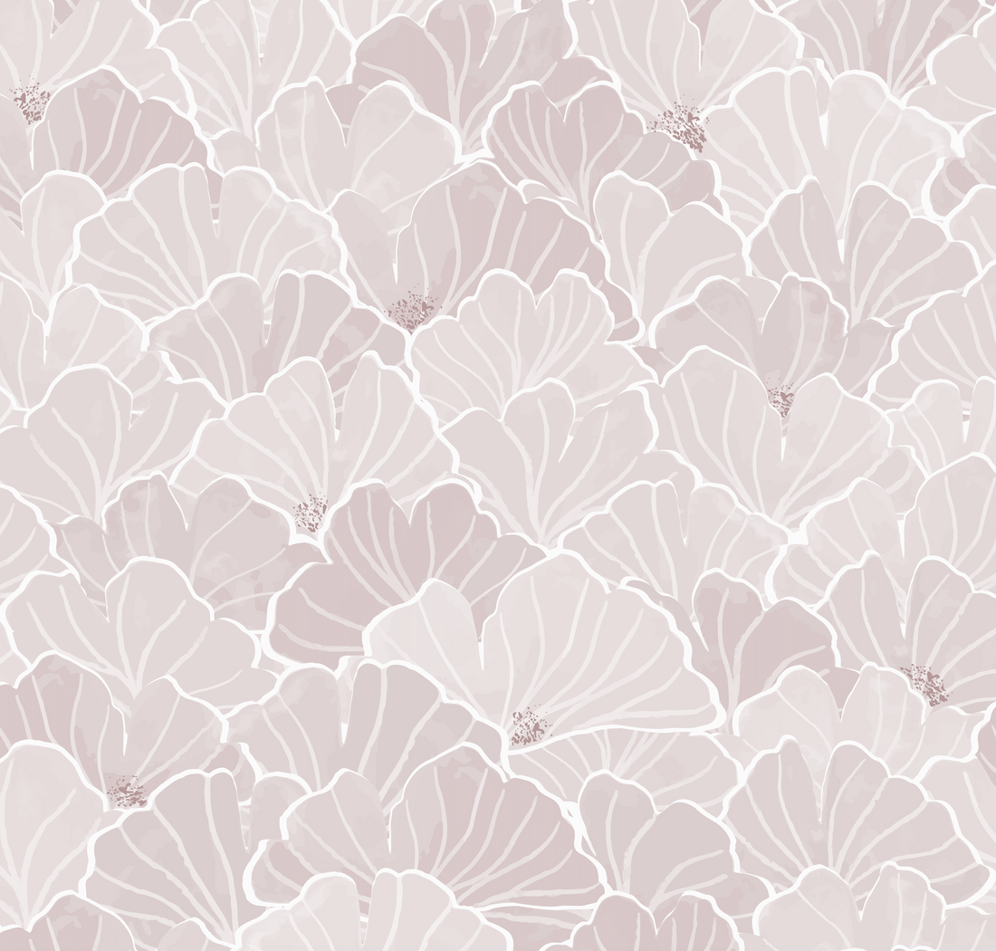 Ginkgo Floral Removable Wallpaper in Blue, White and Blush-Pink